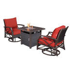 Lark Propane Fire Pit Table Set for Patio, Rattan Wicker (50,000 BTU)