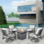 Lark Propane Fire Pit Table Set for Patio, Rattan Wicker (50,000 BTU)