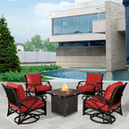 Lark Propane Fire Pit Table Set for Patio, Rattan Wicker (50,000 BTU)