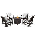 Lark Propane Fire Pit Table Set for Patio, Rattan Wicker (50,000 BTU)