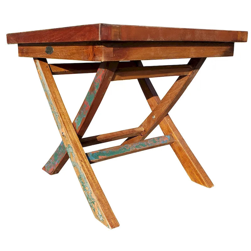 Marina Del Rey Recycled Teak Wood Boat Folding Side Table
