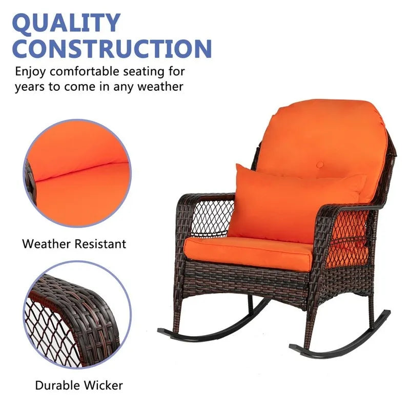 Outdoor Hand-Woven Resin Wicker Rocking Chair