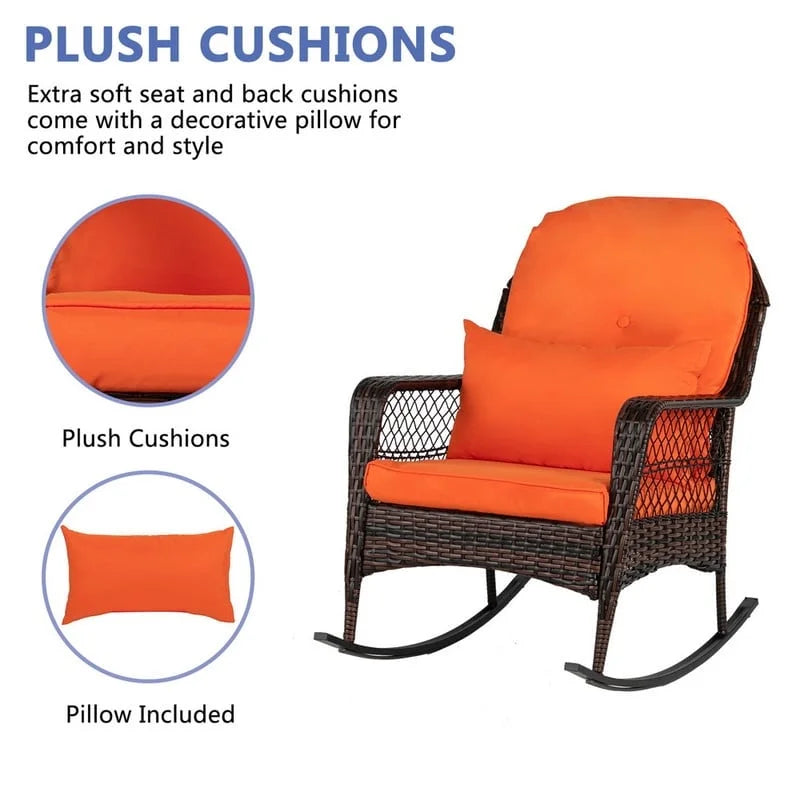 Outdoor Hand-Woven Resin Wicker Rocking Chair