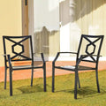 NUU GARDEN Outdoor Metal Frame Stackable Chair - 2 Piece Black - N/A