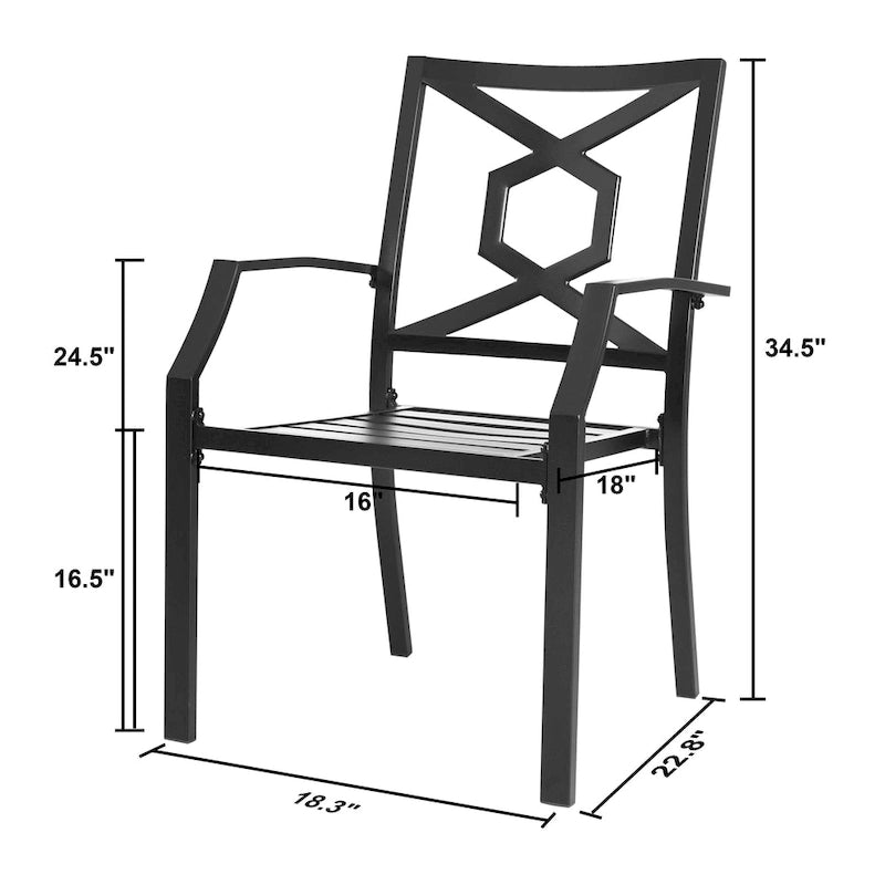 NUU GARDEN Outdoor Metal Frame Stackable Chair - 2 Piece Black - N/A