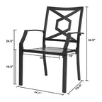 NUU GARDEN Outdoor Metal Frame Stackable Chair - 2 Piece Black - N/A