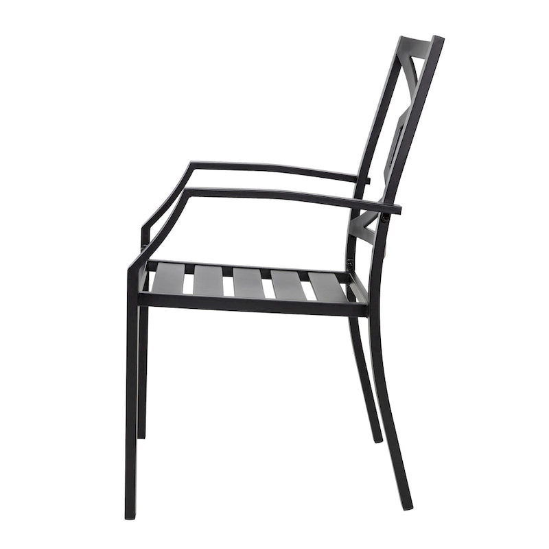 NUU GARDEN Outdoor Metal Frame Stackable Chair - 2 Piece Black - N/A
