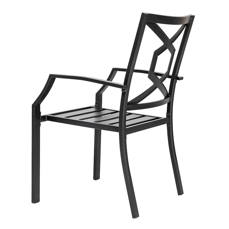 NUU GARDEN Outdoor Metal Frame Stackable Chair - 2 Piece Black - N/A