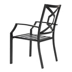 NUU GARDEN Outdoor Metal Frame Stackable Chair - 2 Piece Black - N/A