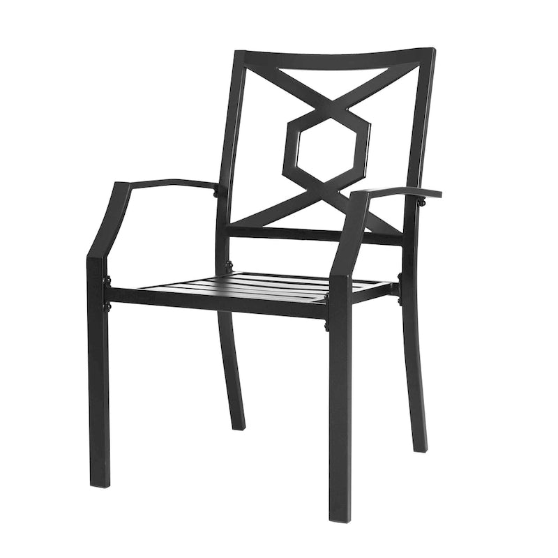 NUU GARDEN Outdoor Metal Frame Stackable Chair - 2 Piece Black - N/A