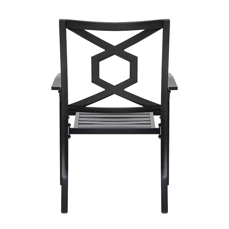NUU GARDEN Outdoor Metal Frame Stackable Chair - 2 Piece Black - N/A