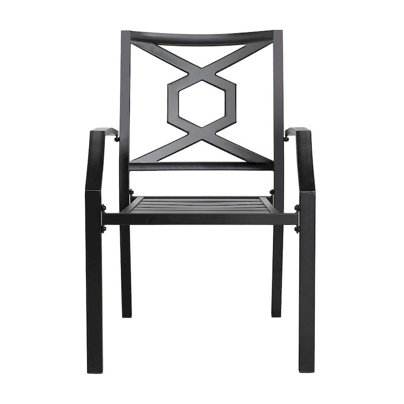 NUU GARDEN Outdoor Metal Frame Stackable Chair - 2 Piece Black - N/A