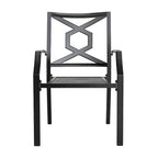 NUU GARDEN Outdoor Metal Frame Stackable Chair - 2 Piece Black - N/A