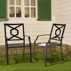 NUU GARDEN Outdoor Metal Frame Stackable Chair - 2 Piece Black - N/A