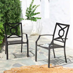 NUU GARDEN Outdoor Metal Frame Stackable Chair - 2 Piece Black - N/A
