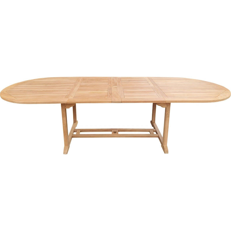 Seven Seas Teak Santa Cruz Teak Wood Oval Double Extension Dining Table, 78 to 118 inches