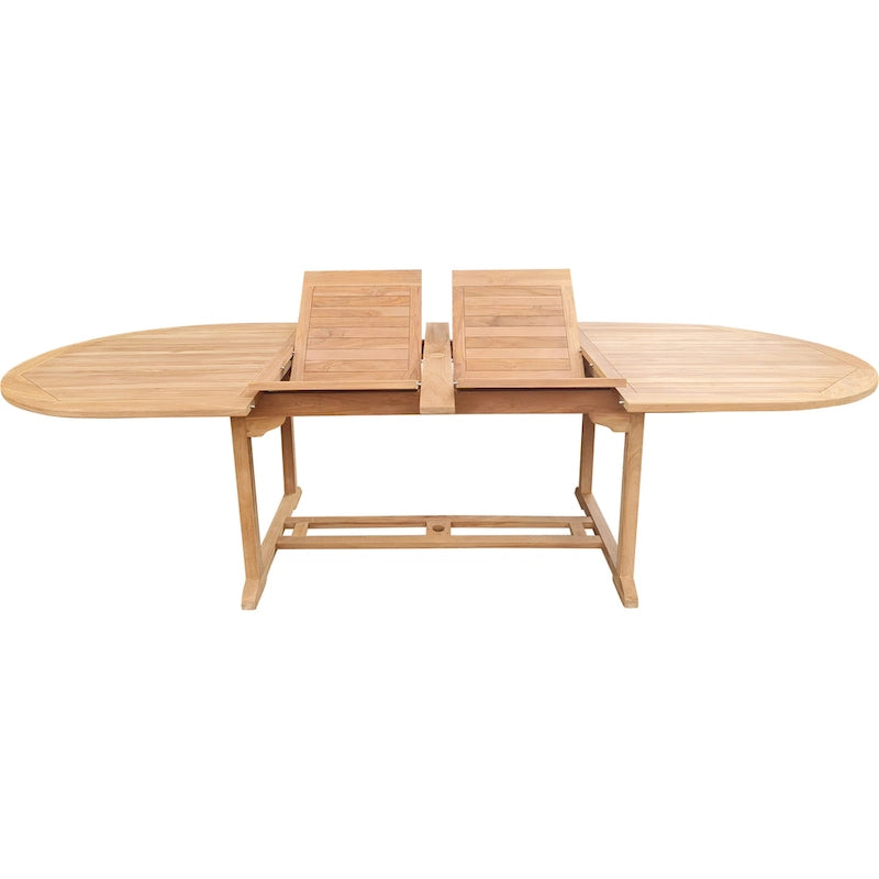 Seven Seas Teak Santa Cruz Teak Wood Oval Double Extension Dining Table, 78 to 118 inches