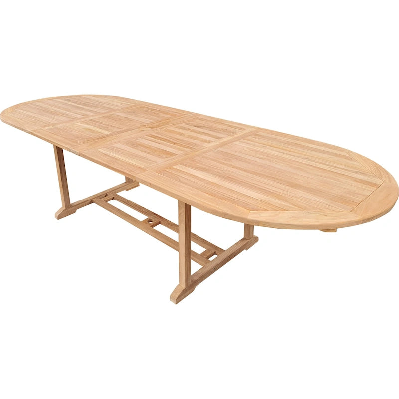 Seven Seas Teak Santa Cruz Teak Wood Oval Double Extension Dining Table, 78 to 118 inches