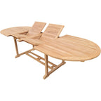 Seven Seas Teak Santa Cruz Teak Wood Oval Double Extension Dining Table, 78 to 118 inches