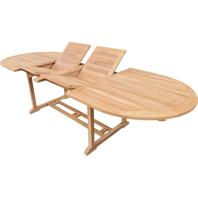Seven Seas Teak Santa Cruz Teak Wood Oval Double Extension Dining Table, 78 to 118 inches