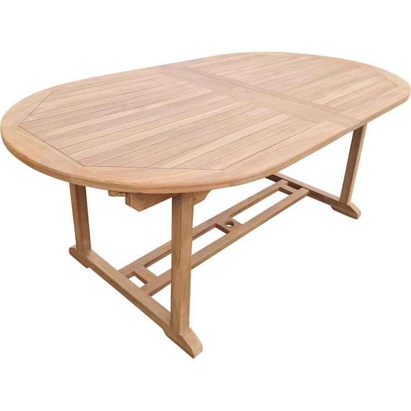 Seven Seas Teak Santa Cruz Teak Wood Oval Double Extension Dining Table, 78 to 118 inches