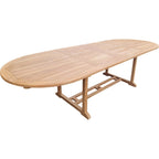 Seven Seas Teak Santa Cruz Teak Wood Oval Double Extension Dining Table, 78 to 118 inches