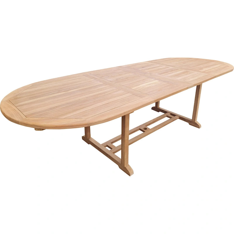Seven Seas Teak Santa Cruz Teak Wood Oval Double Extension Dining Table, 78 to 118 inches