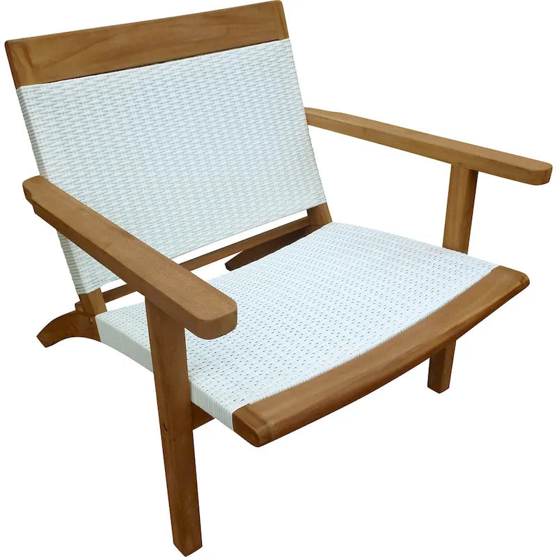 Chic Teak Paris Teak Wood Patio Lounge and Dining Chair, White