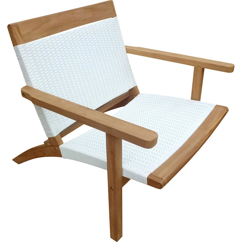 Chic Teak Paris Teak Wood Patio Lounge and Dining Chair, White