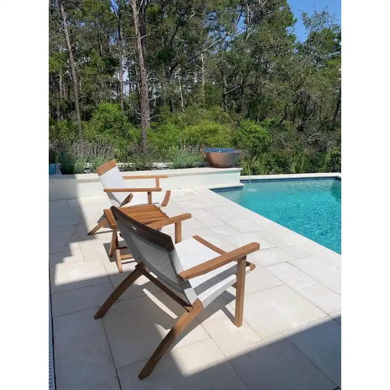 Chic Teak Paris Teak Wood Patio Lounge and Dining Chair, White