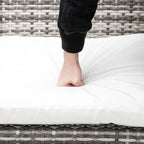 5 Piece Coastal Style Gray Rattan Conversation Set with White Cushions