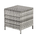 5 Piece Coastal Style Gray Rattan Conversation Set with White Cushions