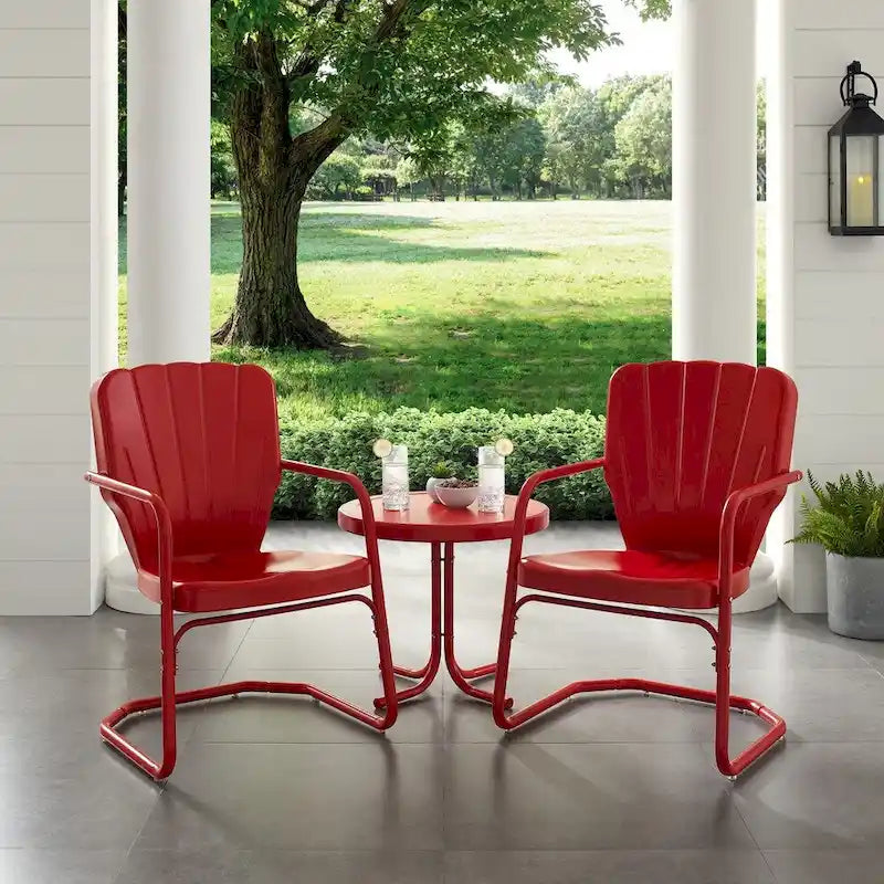 Crosley Ridgeland 3 Piece Outdoor Metal Armchair Set