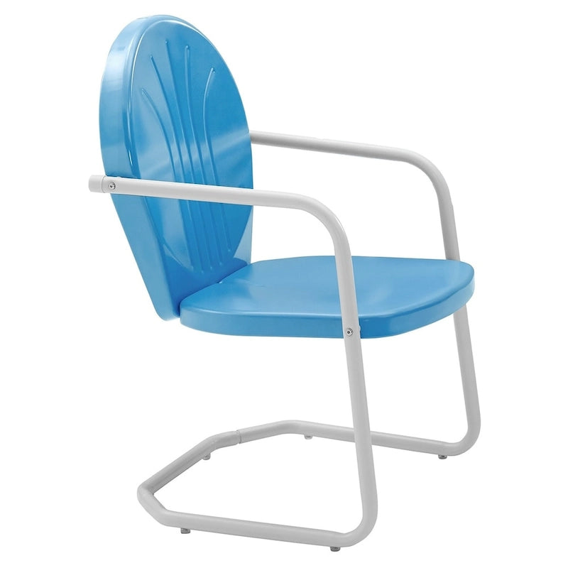 Crosley Griffith White Metal 5-piece Outdoor Dining Set with 39-inch Table and Blue Chairs - N/A