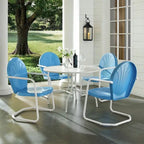 Crosley Griffith White Metal 5-piece Outdoor Dining Set with 39-inch Table and Blue Chairs - N/A