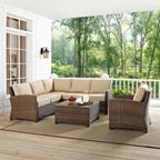 Crosley Bradenton 4-Piece Outdoor Wicker Seating Set with Sand Cushions