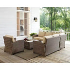 Crosley Bradenton 4-Piece Outdoor Wicker Seating Set with Sand Cushions