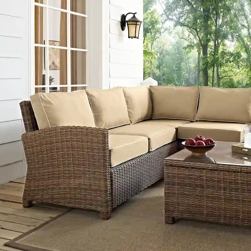 Crosley Bradenton 4-Piece Outdoor Wicker Seating Set with Sand Cushions