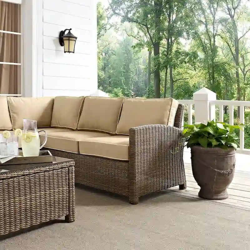 Crosley Bradenton 4-Piece Outdoor Wicker Seating Set with Sand Cushions