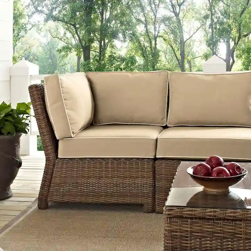 Crosley Bradenton 4-Piece Outdoor Wicker Seating Set with Sand Cushions