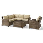 Crosley Bradenton 4-Piece Outdoor Wicker Seating Set with Sand Cushions
