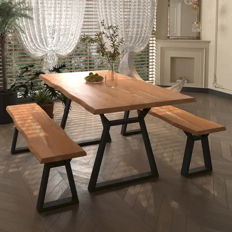 ComfyStyle Outdoor Acacia Wood Dining and Bench