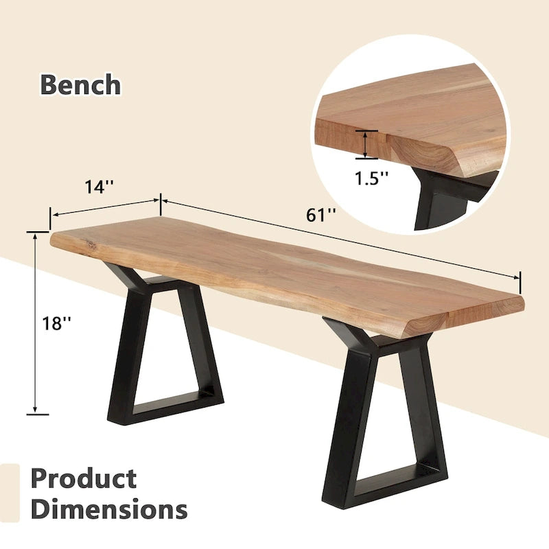 ComfyStyle Outdoor Acacia Wood Dining and Bench