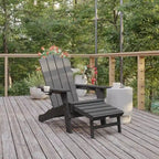 Commercial All-Weather Adirondack Chair with Pullout Ottoman & Cupholder