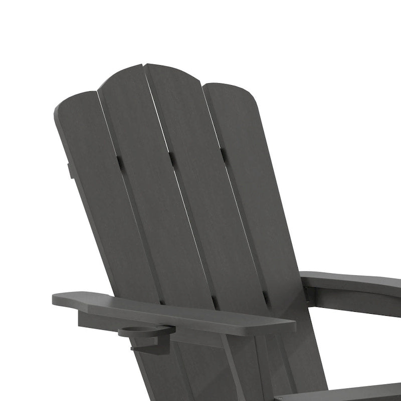 Commercial All-Weather Adirondack Chair with Pullout Ottoman & Cupholder