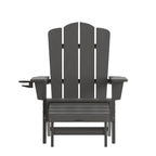 Commercial All-Weather Adirondack Chair with Pullout Ottoman & Cupholder