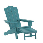 Commercial All-Weather Adirondack Chair with Pullout Ottoman & Cupholder