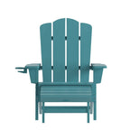 Commercial All-Weather Adirondack Chair with Pullout Ottoman & Cupholder