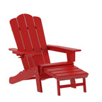 Commercial All-Weather Adirondack Chair with Pullout Ottoman & Cupholder