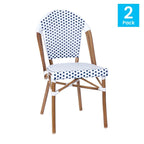 2 Pack All-Weather Commercial Paris Chairs with Bamboo Print Frame